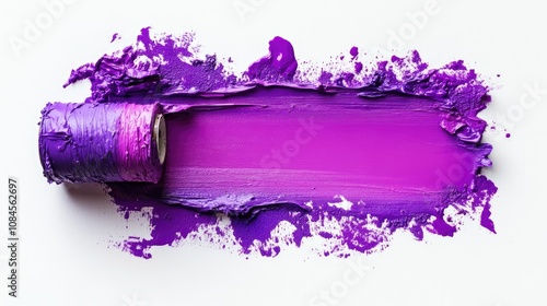 Bright purple roller photo on white background for art work.