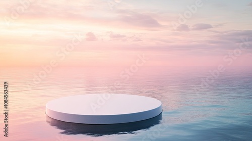 This photo of a white circular platform with a pink background is perfect for product display, advertising or creative photography projects.