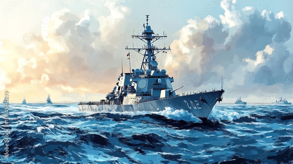 Navy military ship background. sail the waves and seas Navy military ship background. sail the waves and seas