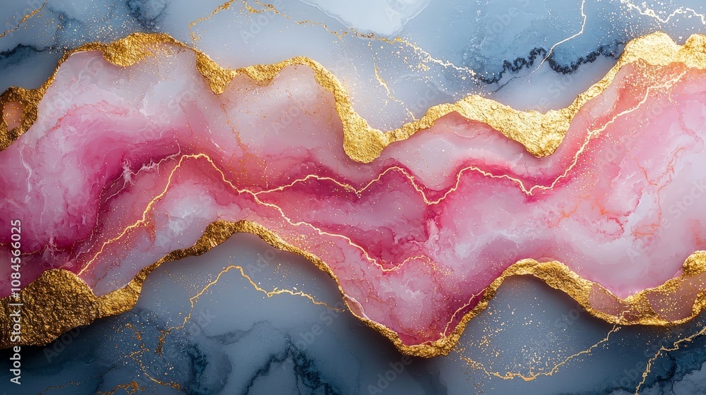 A vibrant abstract design featuring pink, blue, and gold elements resembling agate stone. A vibrant abstract design featuring pink, blue, and gold elements resembling agate stone.
