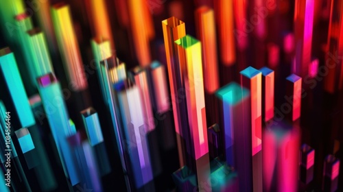 Abstract digital visualization with colorful vertical bars resembling sound waves.