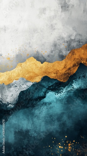 A vibrant golden sun rises over textured mountains in a serene landscape