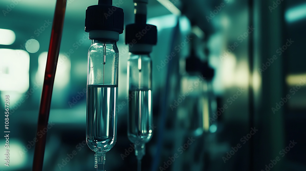 Close-up of a hospital's IV fluid drip, saline drip, medical concept Close-up of a hospital's IV fluid drip, saline drip, medical concept