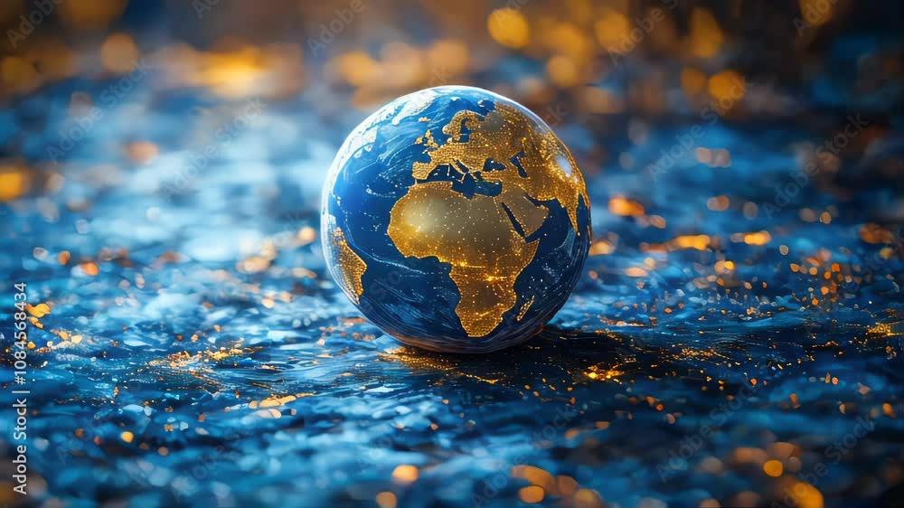 A detailed illuminated globe with highlighted continents against a dark digital background, showcasing global connectivity and data flow A detailed illuminated globe with highlighted continents against a dark digital background, showcasing global connectivity and data flow