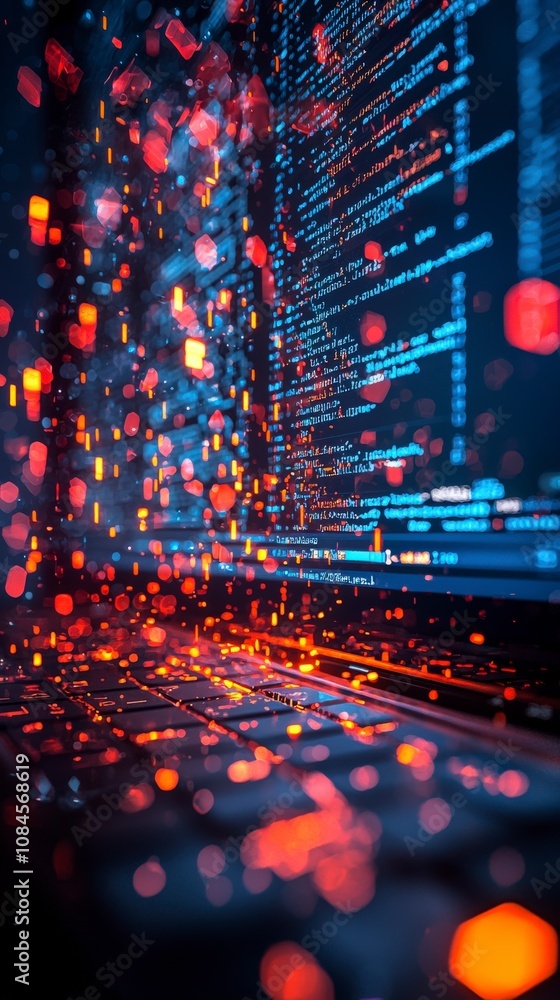 An artistic representation of code with bright, glowing cubes emanating from a keyboard, symbolizing the flow and vibrancy of digital creativity. An artistic representation of code with bright, glowing cubes emanating from a keyboard, symbolizing the flow and vibrancy of digital creativity.