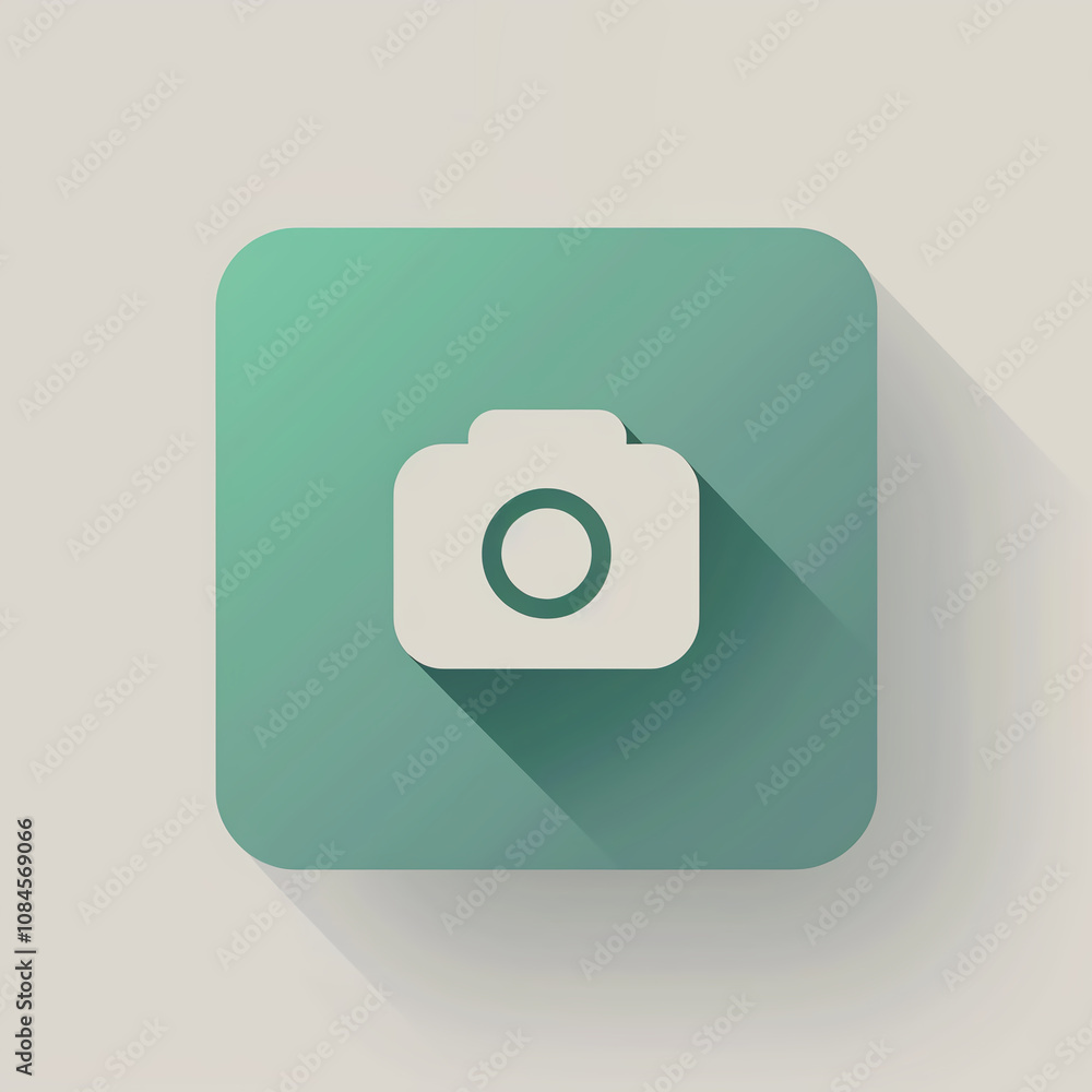 Minimalist flat video call icon with white camera inside green rectangle. Modern app design concept Minimalist flat video call icon with white camera inside green rectangle. Modern app design concept