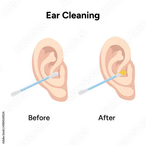 Ear cleaning before and after