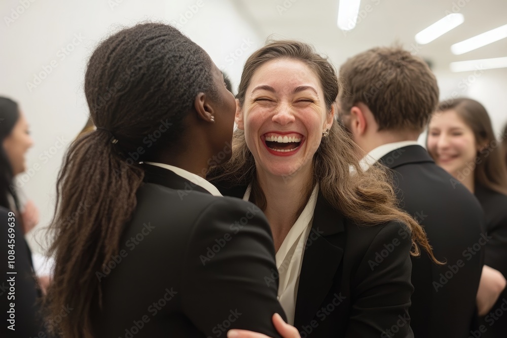 business people chatting and laughing at an after work party. business people chatting and laughing at an after work party.