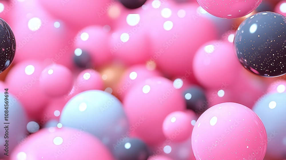 Colorful abstract background with floating pink and gray spheres Colorful abstract background with floating pink and gray spheres