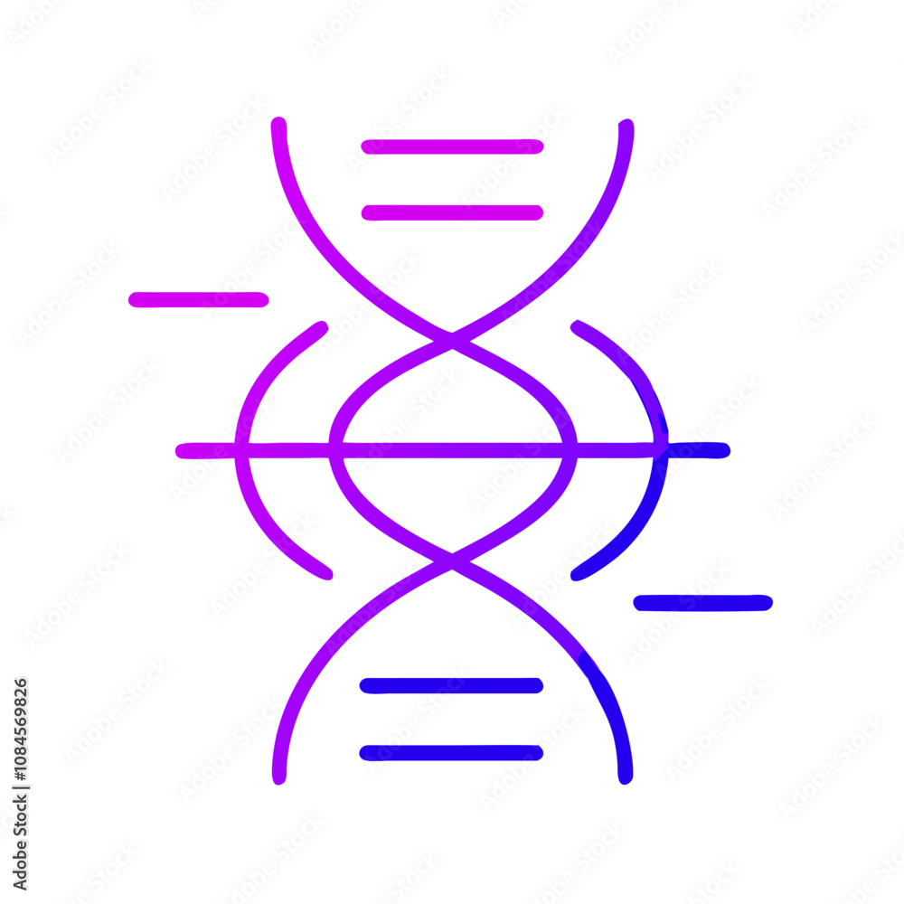 Stylish icon of a DNA helix in blue and purple gradient representing genetics and biology Stylish icon of a DNA helix in blue and purple gradient representing genetics and biology