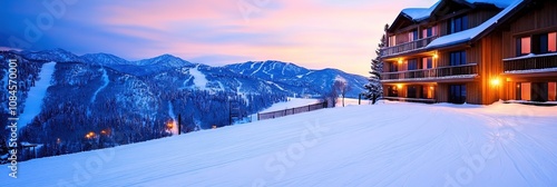 Wallpaper Mural ski resort in the snowy winter Torontodigital.ca