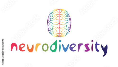 Neurodiversity awareness and acceptance concept vector with rainbow infinity symbols and rainbpw color brain. Autism awareness. Infinity rainbow symbol. infinity sign in rainbow spectrum colors.	
