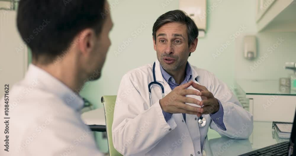 GP talk with clinic client in office, after discussing health condition, doctor and patient agree on comprehensive treatment plan, fostering sense of partnership, mutual respect with handshake gesture GP talk with clinic client in office, after discussing health condition, doctor and patient agree on comprehensive treatment plan, fostering sense of partnership, mutual respect with handshake gesture