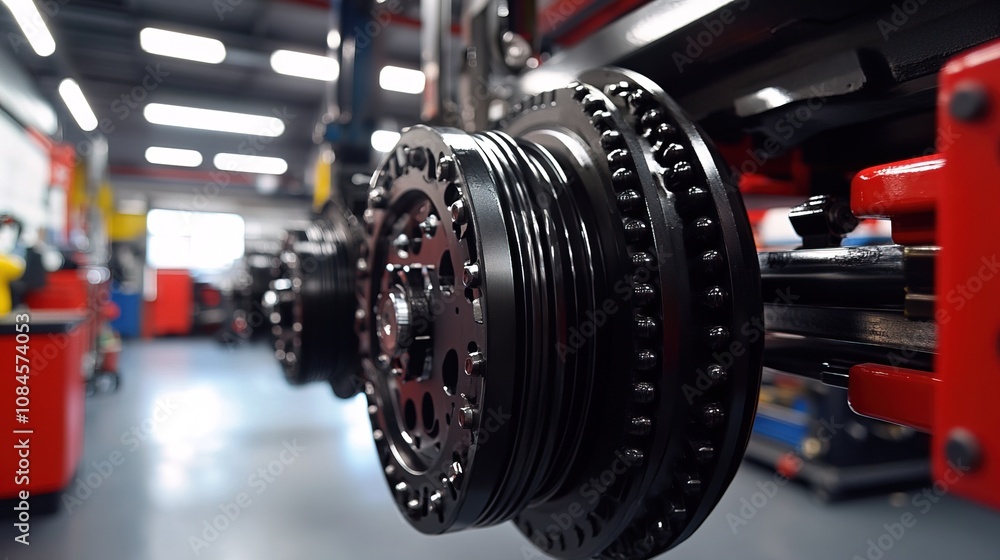 New car suspension bushings in parts replacement and car lift in the garage New car suspension bushings in parts replacement and car lift in the garage