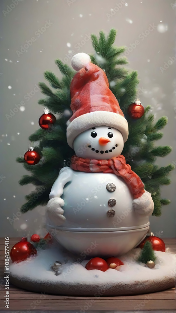 snowman with christmas tree snowman with christmas tree