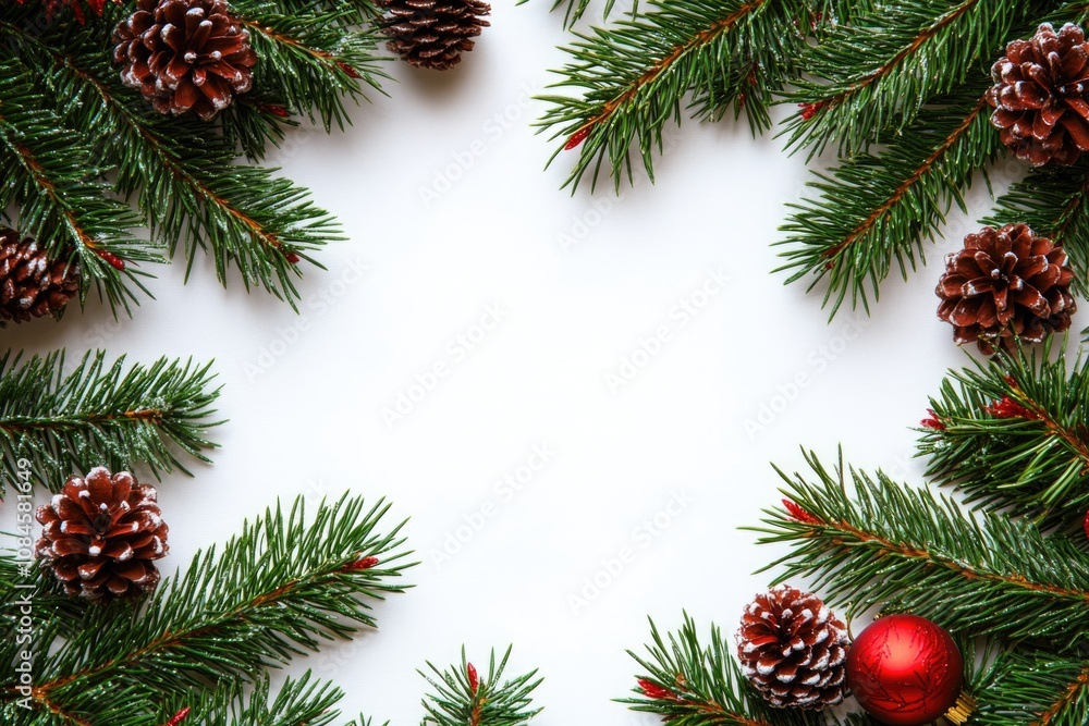 A beautiful Christmas wreath made with pine cones, ornaments, and other festive decorations A beautiful Christmas wreath made with pine cones, ornaments, and other festive decorations