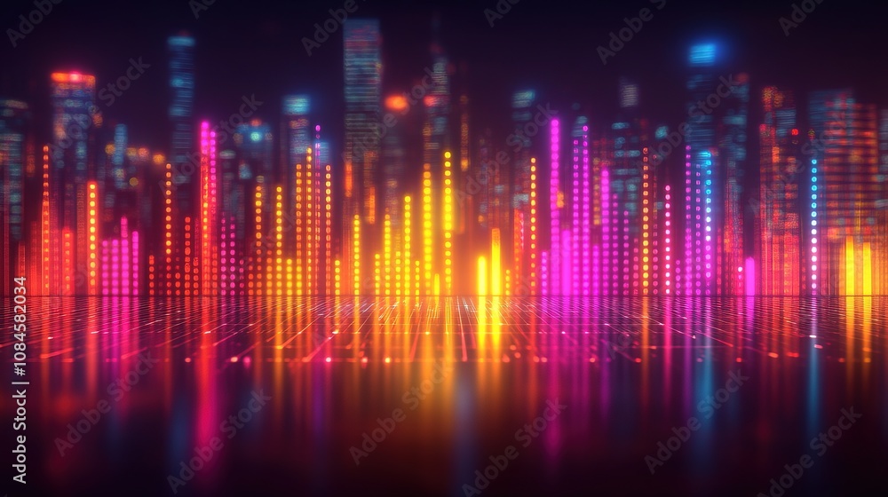 Glowing music equalizer icon technology Glowing music equalizer icon technology