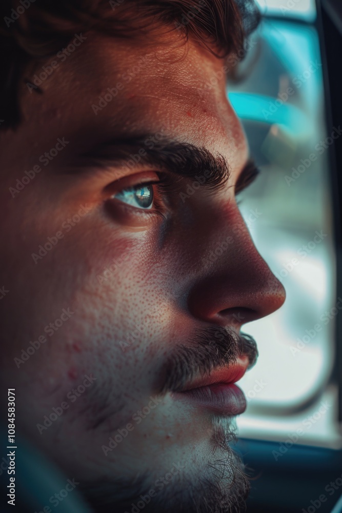 A close-up view of a person in a vehicle A close-up view of a person in a vehicle