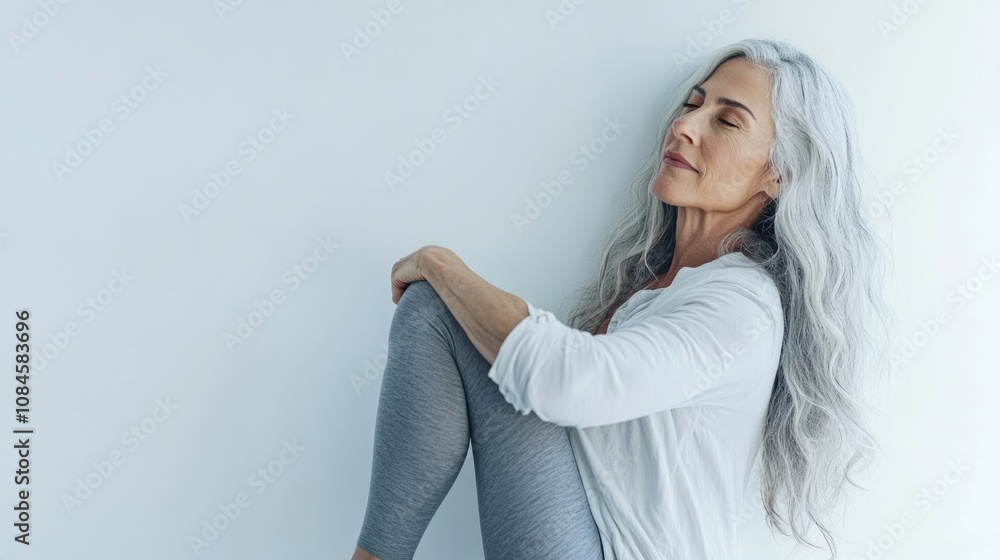 Fototapeta premium A person meditating on the floor with eyes closed