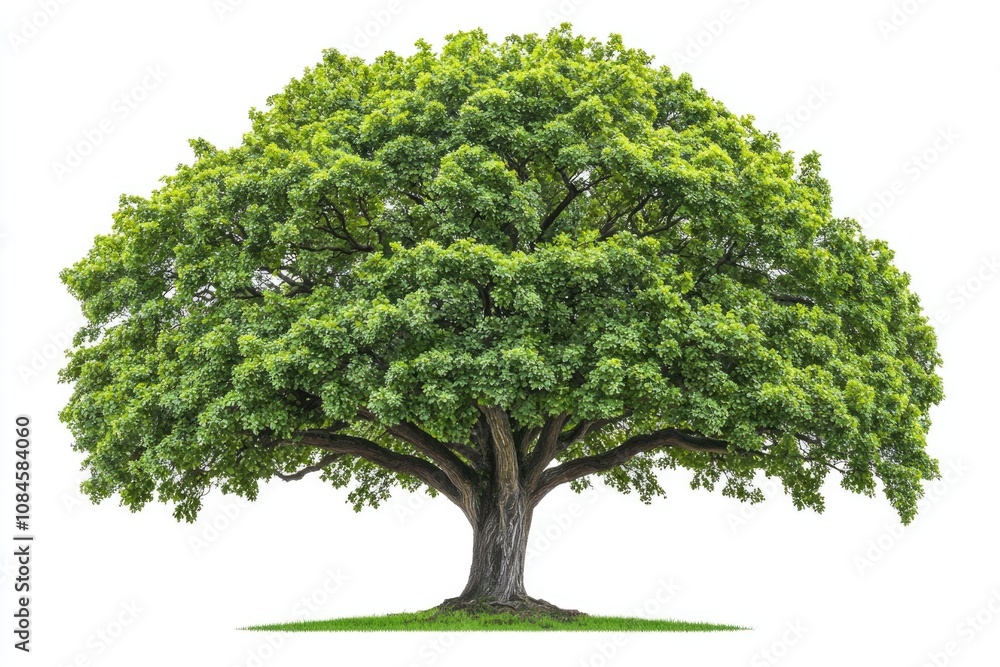 A large tree with green leaves on a white background A large tree with green leaves on a white background