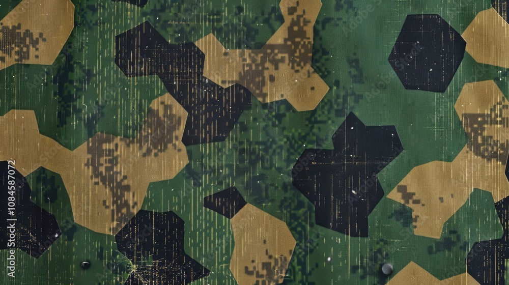 Obraz premium Close-up of a camouflage pattern on a wall, great for military-themed designs or outdoorsy projects