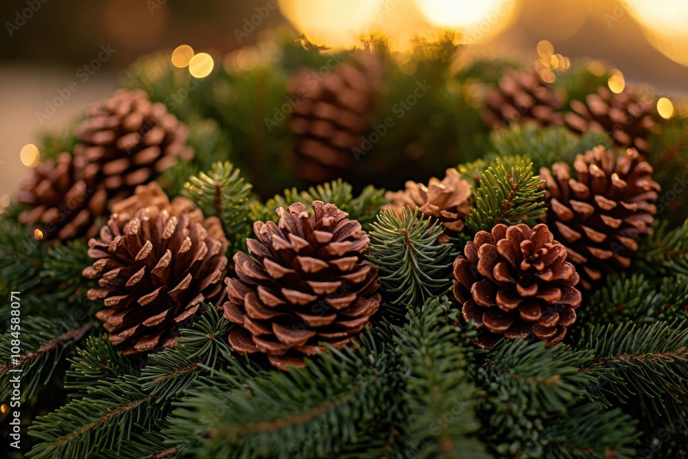 Fototapeta premium A close-up view of a collection of pine cones