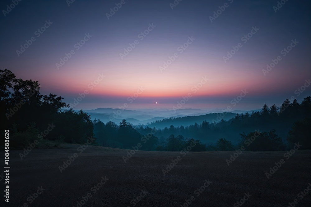 Enchanting Twilight Landscape with Calming Gradients and Ethereal Haze Enchanting Twilight Landscape with Calming Gradients and Ethereal Haze