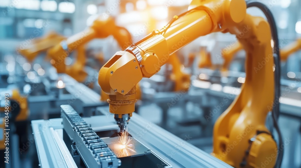 Industrial Automation with Robotic Arms Performing Precision Tasks in a Modern Manufacturing Facility Showcasing Advanced Technology and Efficiency Industrial Automation with Robotic Arms Performing Precision Tasks in a Modern Manufacturing Facility Showcasing Advanced Technology and Efficiency