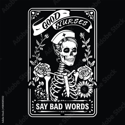 Good nurses say bad words eps, Nurse tarot card, Nurse life, Nurse life mode vector