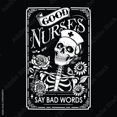 Good nurses say bad words eps, Nurse tarot card, Nurse life, Nurse life mode vector