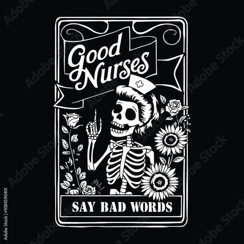 Good nurses say bad words eps, Nurse tarot card, Nurse life, Nurse life mode vector