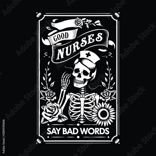 Good nurses say bad words eps, Nurse tarot card, Nurse life, Nurse life mode vector