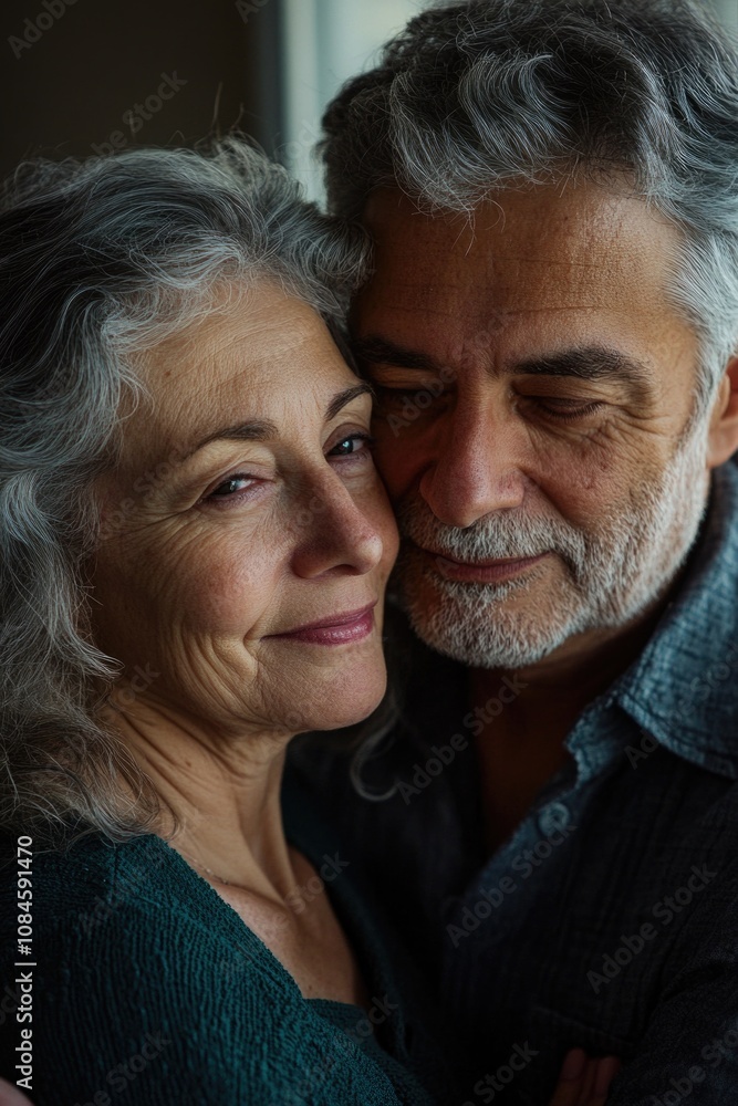 A romantic moment between a man and a woman as they hug each other tightly A romantic moment between a man and a woman as they hug each other tightly