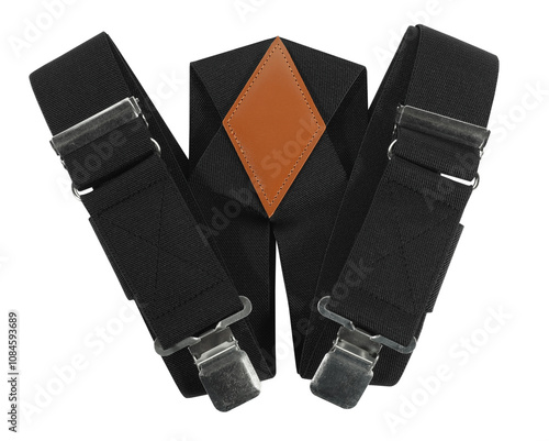 Black suspensers braces isolated on white background photo