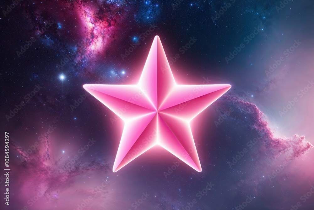 Radiant Pink Star on Gentle Cosmic Background Radiant Pink Star on Gentle Cosmic Background