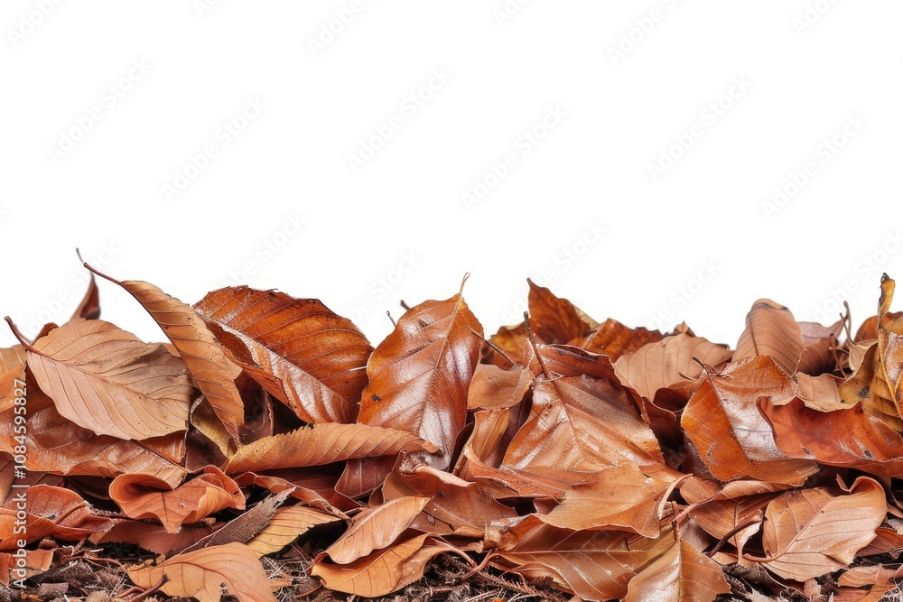 A natural accumulation of fallen leaves on the earthy surface, suitable for use in environmental, nature-inspired or autumn-themed contexts A natural accumulation of fallen leaves on the earthy surface, suitable for use in environmental, nature-inspired or autumn-themed contexts