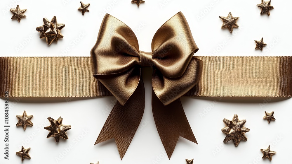Elegant gold ribbon and stars for special occasions decoration Elegant gold ribbon and stars for special occasions decoration