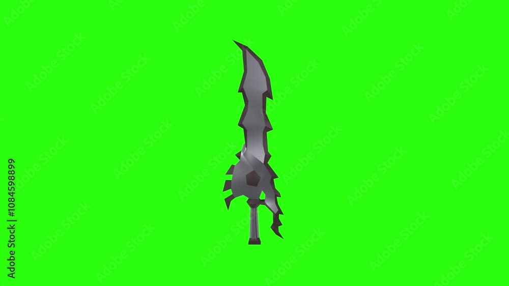 Unique black sword isolated on green background Unique black sword isolated on green background