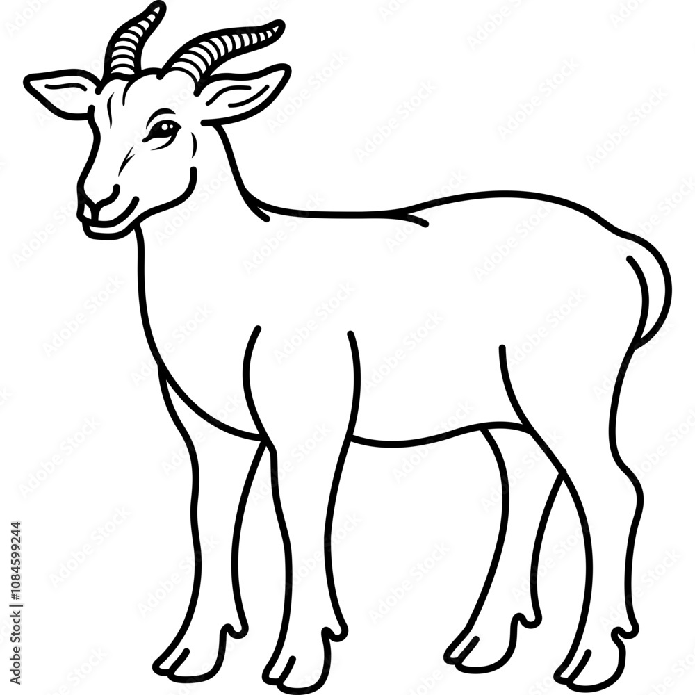 Goat domestic animal. Vector outline icon. Goat domestic animal. Vector outline icon.