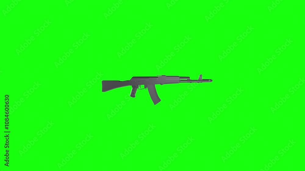 Ak47 Rifle isolated on green background Ak47 Rifle isolated on green background