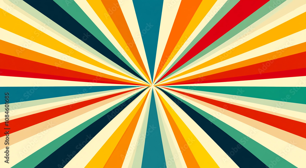 Colorful radiating lines create a sunburst effect Colorful radiating lines create a sunburst effect