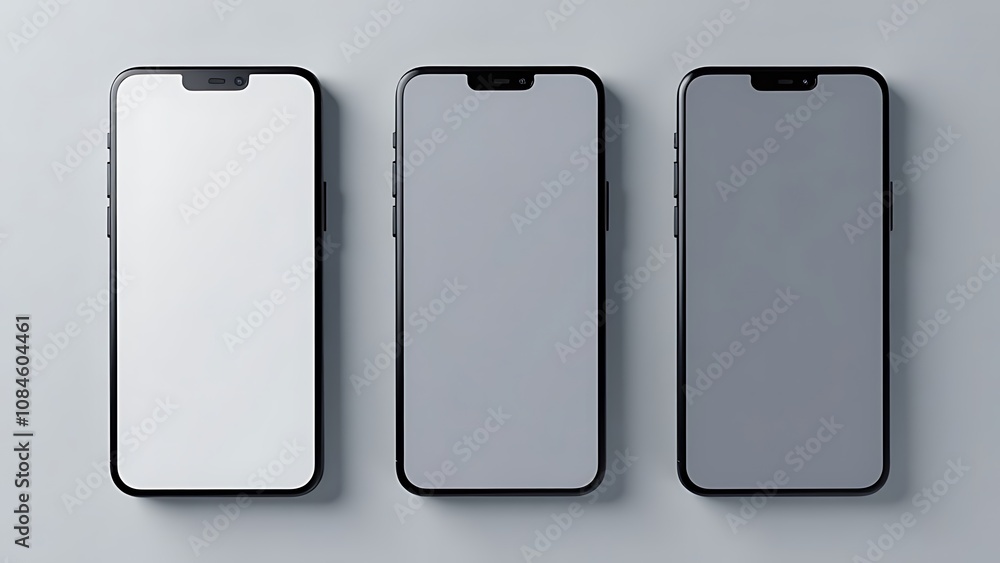 modern mobile phone. Three Pro phones on cubic layouts, pastel colors. modern mobile phone. Three Pro phones on cubic layouts, pastel colors.