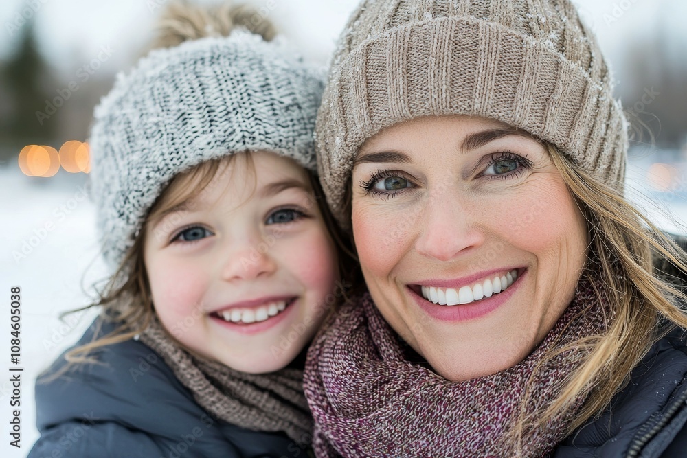 A woman and a child are smiling for the camera A woman and a child are smiling for the camera