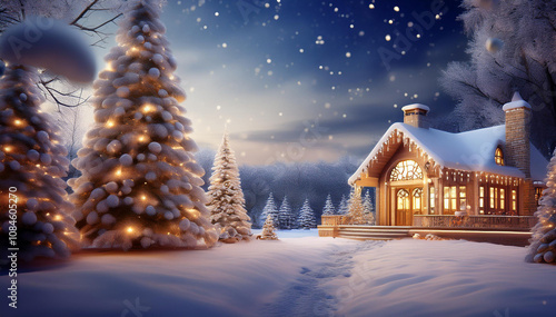 A Christmas tree with a gold ornament hanging from it