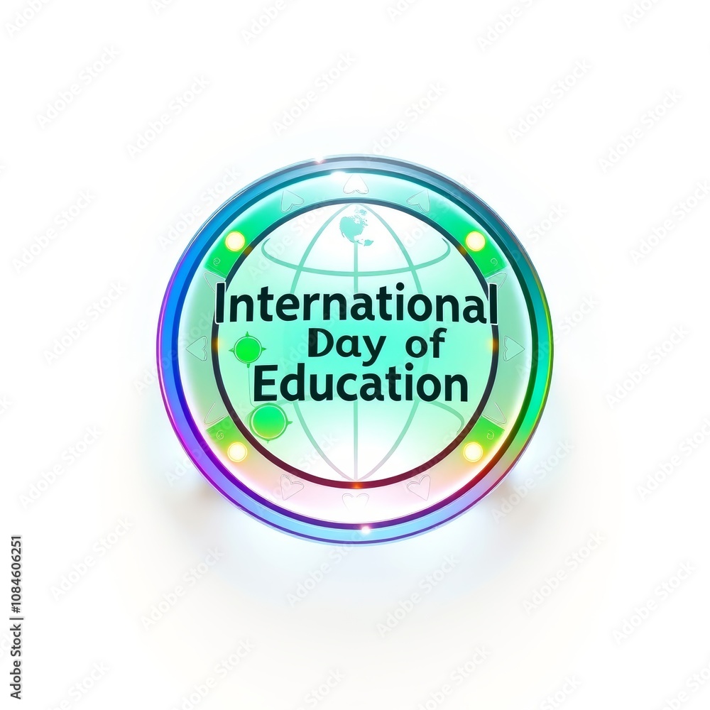3D Enchanted Glowing Rune Icon for International Day of Education, Whimsical Holographic Design with Expressive Shapes, High Resolution White Background 3D Enchanted Glowing Rune Icon for International Day of Education, Whimsical Holographic Design with Expressive Shapes, High Resolution White Background