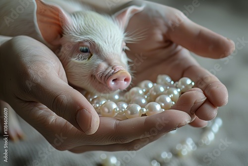 photo symbolizing the gesture of offering precious pearls to indifferent pigs, illustrating photo