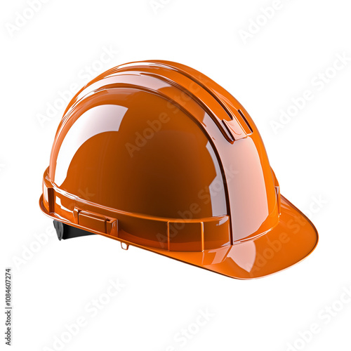 Orange helmet isolated on a transparent background
 photo