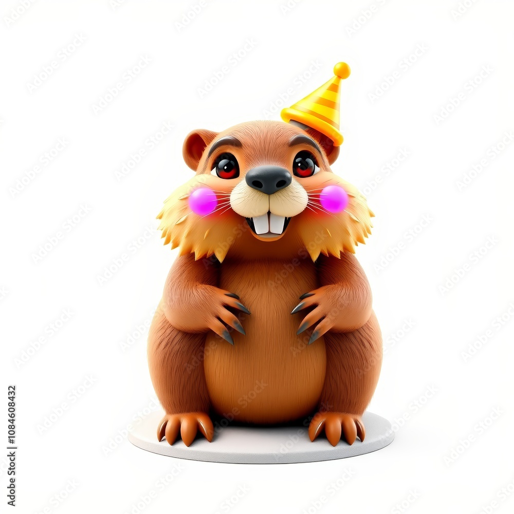 3D Glowing Rune Groundhog Day Celebration Icon with Whimsical Holographic Overlay Design, Versatile for Various Design Projects on White Background 3D Glowing Rune Groundhog Day Celebration Icon with Whimsical Holographic Overlay Design, Versatile for Various Design Projects on White Background