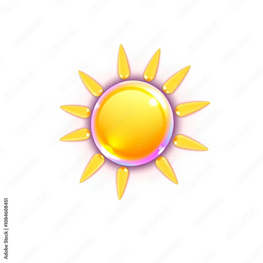 3D Whimsical Sunny Day Icon with Enchanted Glowing Rune Aesthetic for Holographic Overlay Design, High Resolution, White Background 3D Whimsical Sunny Day Icon with Enchanted Glowing Rune Aesthetic for Holographic Overlay Design, High Resolution, White Background