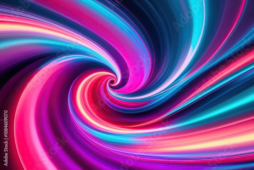 Vibrant Neon Swirl Abstract Art Featuring Luminescent Gradient and Dynamic Texture
